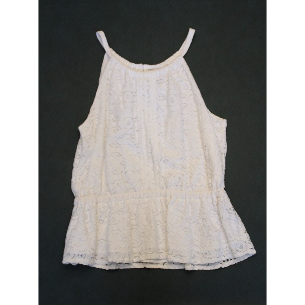 Nichole Miller | White Lace Halter Tank Top Women's Sz M